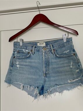 Agolde Parker Shorts Light Wash Distressed Denim Cutoff Shorts